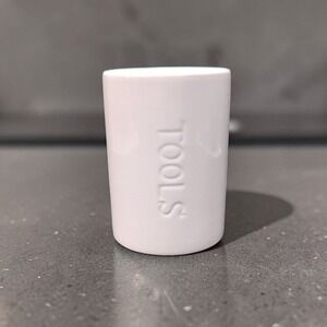 ALCO Industries White Ceramic Crock, Tools or Utensils Holder, Kitchen Organizer